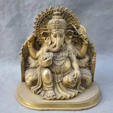 Bi0011584 6''Chinese Тибет Буддизм Ганеша Слон Бог богатства, Скульптуры Из Бронзы Статуя