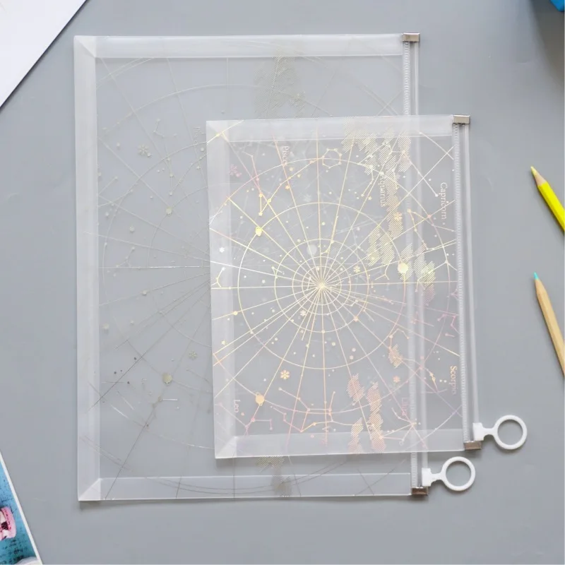 

Aurora Constellation Zipper Transparent File Folder Document Filing Bag Stationery Bag