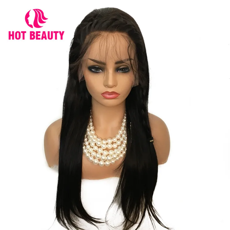 

Hot Beauty Hair Full Transparent Lace Wig Brazilian Straight Human Hair Pre Plucked With Baby Hair Lace Wig for Black Women