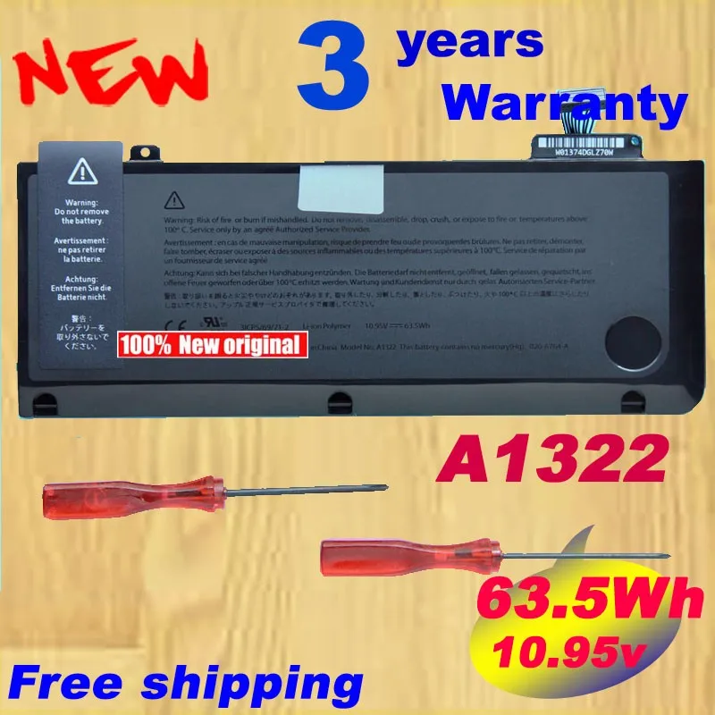 

100%  A1322 Battery For APPLE MacBook Pro 13" A1278 (2009 Version) MC700 MC374 MB990 Series10.95V 63.5WH
