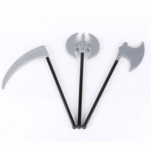 1pcs Halloween Plastic Toy Weapons Props Sickle Single Sided Axe Double Axes On