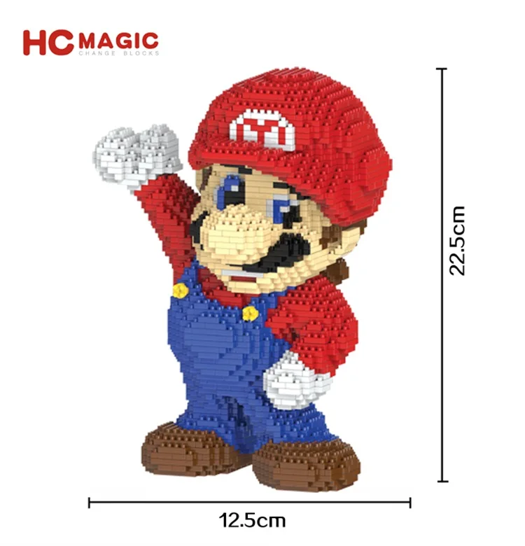 

HC Magic Blocks Cartoon Building Toy Big size Mario Model Anime Auction Figures Micro Bricks Brinquedo Toys for Children Gift