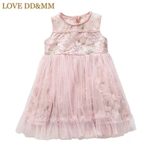 Любовь DD& мм платья для девочек новые летние детская одежда модная одежда для девочек Милая одежда сетчатая с вышивкой цветы кружевное Пышное Платье