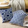 Cushion Covers Navy Cotton Linen Geometric Home Decorative Throw Pillows Pillowcases For Living Room Sofa Chair Seat Car Outdoor 3