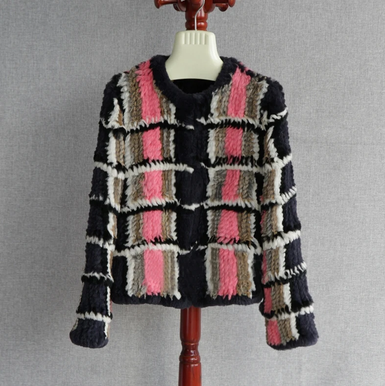 Multi Short Usine Réel Tricoté long Veste Gros Kfp884 Slae Outlet Lapin Fourrure Véritable Coloré Manteau Couleurs Chaude De C1q4Rf