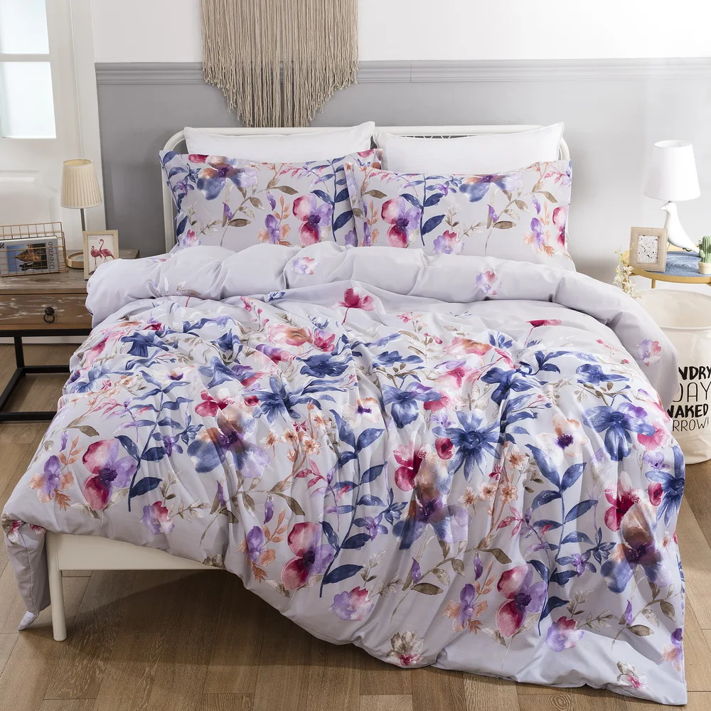 

Nordic Floral Print Pillowcase Duvet Cover Bedding Set Pastoral Flower Bedding Sets Queen Double Full King Size No Sheet