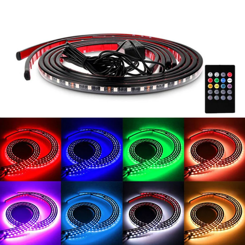 Liplasting 4pc RGB 5050 SMD LED Strip Under Car Tube Underglow