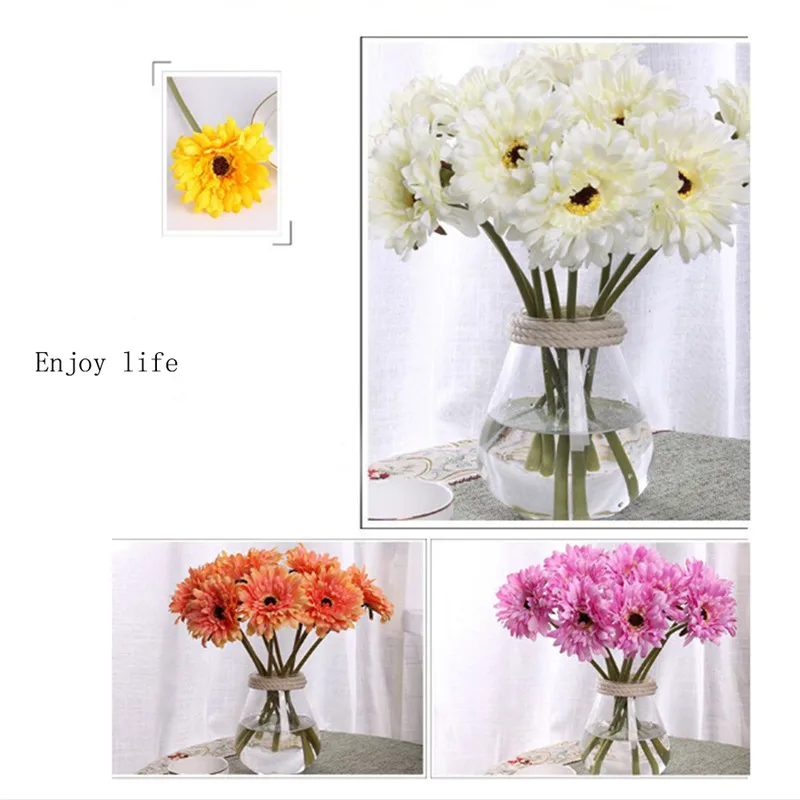 10pcs Silk Artificial Flowers Daisy Bouquets for Home Decor Colorful