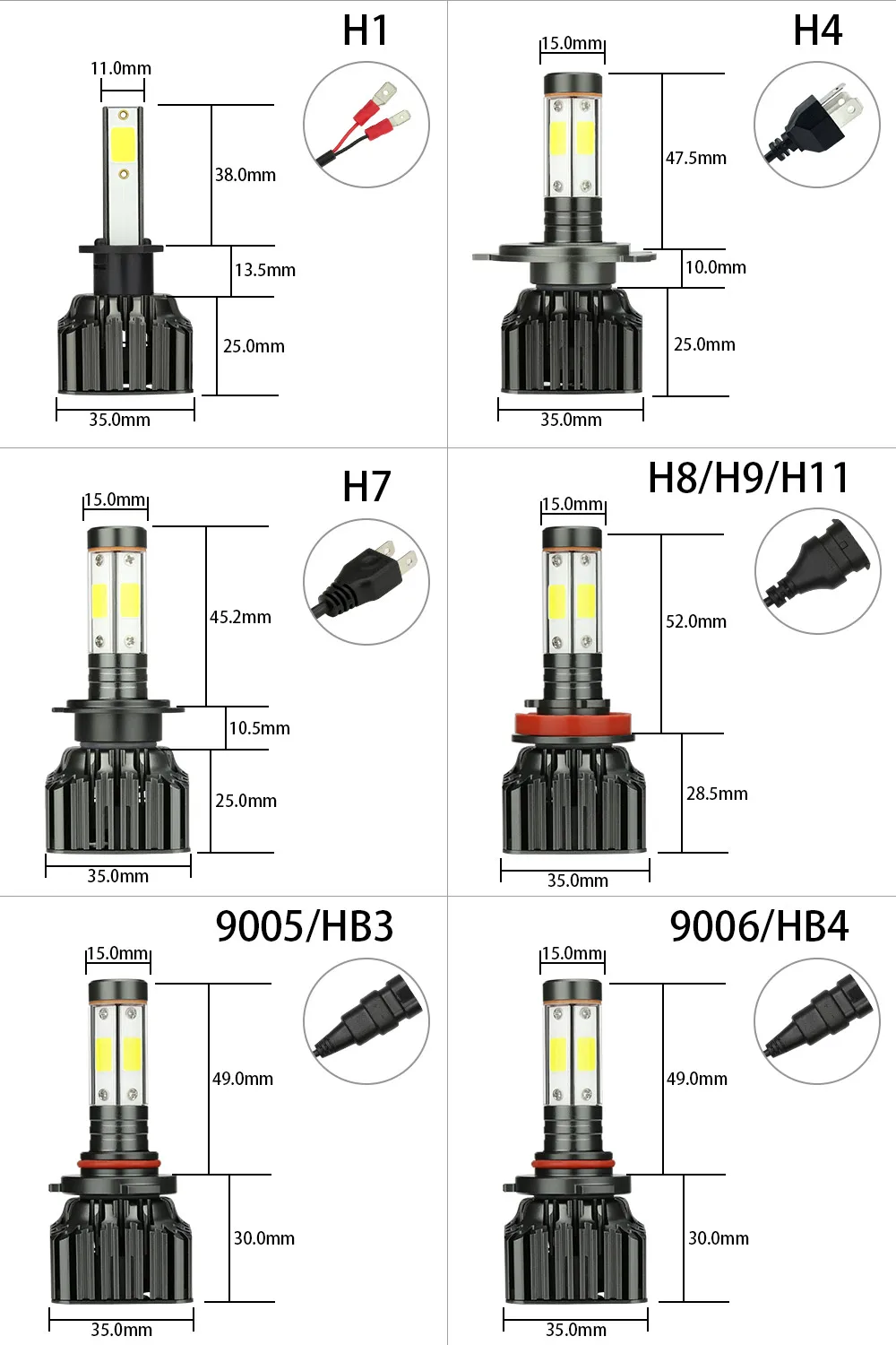 Zdatt 12000LM 4 стороны H7 Led Canbus H4 H8 H9 H11 9005 HB3 9006 3000 K 6000 K 8000 K 100 W фары лампа, автомобильное освещение 12 V автомобили