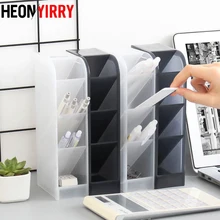 Многофункциональный настольный держатель для ручек с 4 Сетками, чехол для хранения для офиса и школы, прозрачный белый черный пластиковый ящик, настольный карандаш ручка, Органайзер