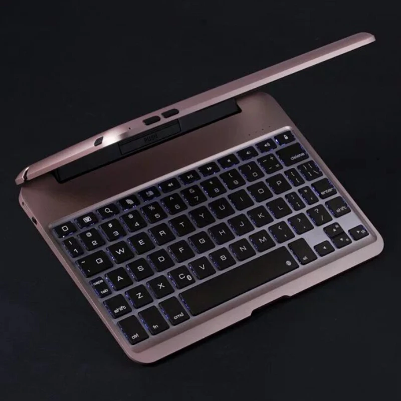 

Ultrathin Slim 7 Colors Backlight Full Aluminum Bluetooth Keyboard With Stand Protective Case Cover For iPad mini 4 7.9 " DHL