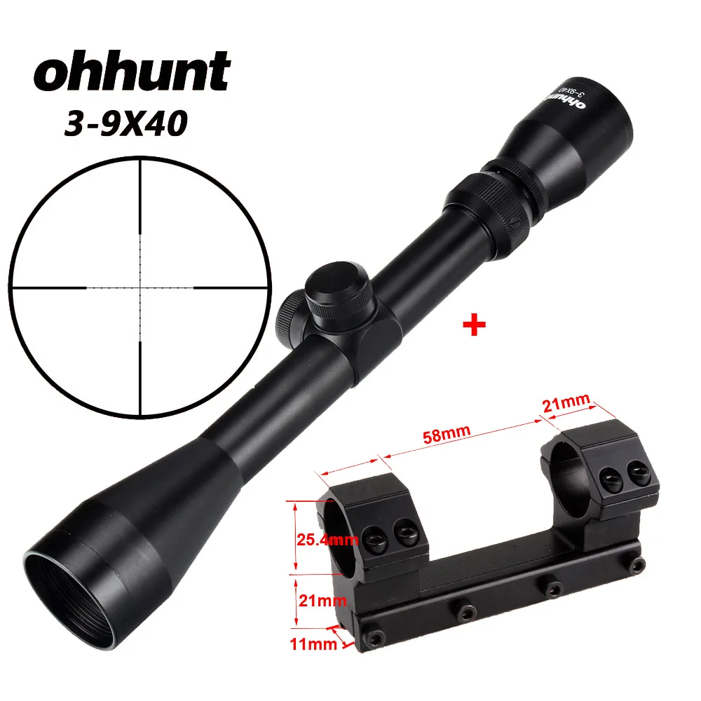 Ohhunt 3-9X40 охотничий комбинированный прицел проволока дальномер Сетка арбалет или Mil точка Сетка прицел тактические оптические прицелы - Цвет: with Dovetail Rings