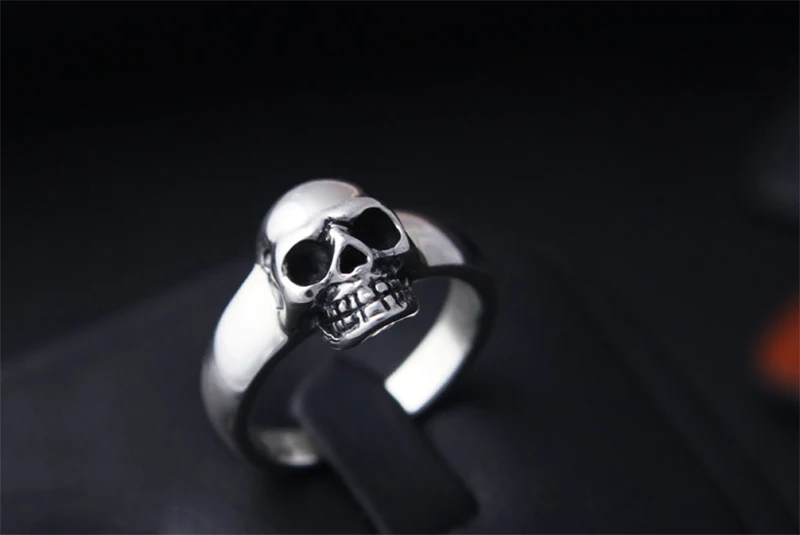 Zabra Настоящее стерлингового серебра 925 Панк Skull Ring Для мужчин Винтаж Кольца для Для мужчин Для женщин любителей модные ювелирные изделия anillos де плата 925