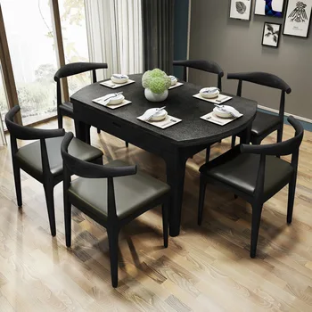 

Modern design black dining set wood dinner table