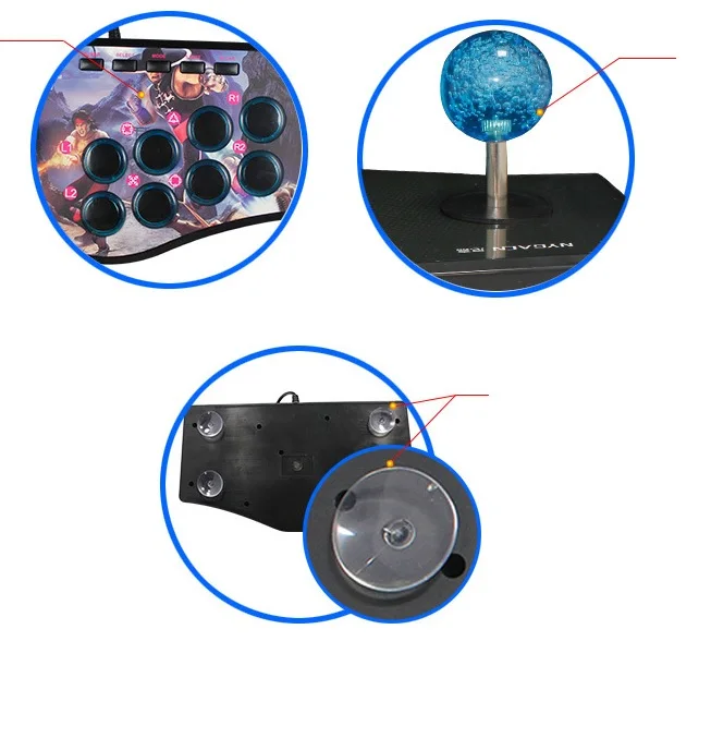 Arcade Joystick for PC For PS2 For PS3 For Android Smart TV with 1.8 Meter Cable and Built-in Vibrator Eight Direction Joystick