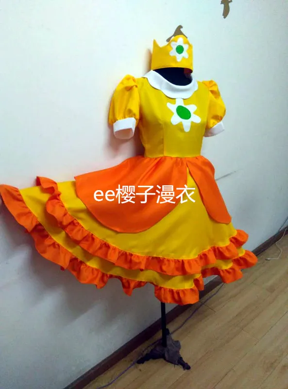 Costumebuy Детская плюшевая игрушка Супер Марио Принцесса Дейзи Косплэй Костюм Детское платье костюм Марио L920