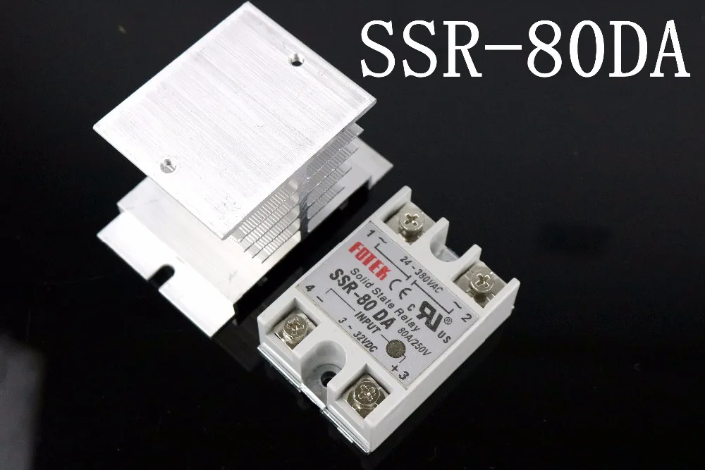 

1 set SSR-80 DA + Radiator Solid State Relais SSR 80A 3-32 V DC/24-380 V AC