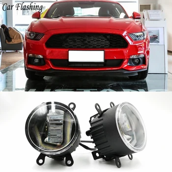 

3-IN-1 Functions LED DRL Daytime Running Light Car Projector Fog Lamp with yellow signal For Ford Mustang 2015 2016 2017 2018
