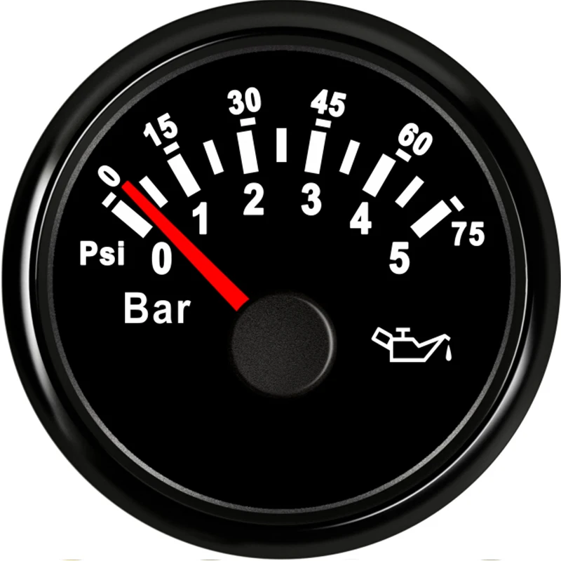2inch 52mm Oil Pressure Gauges Boat Waterproof oil press meter 0-5Bar Fuel Pressure Gauge fit Marine Auto With Backlight 12V 24V - Цвет: BN-0-5 Bar