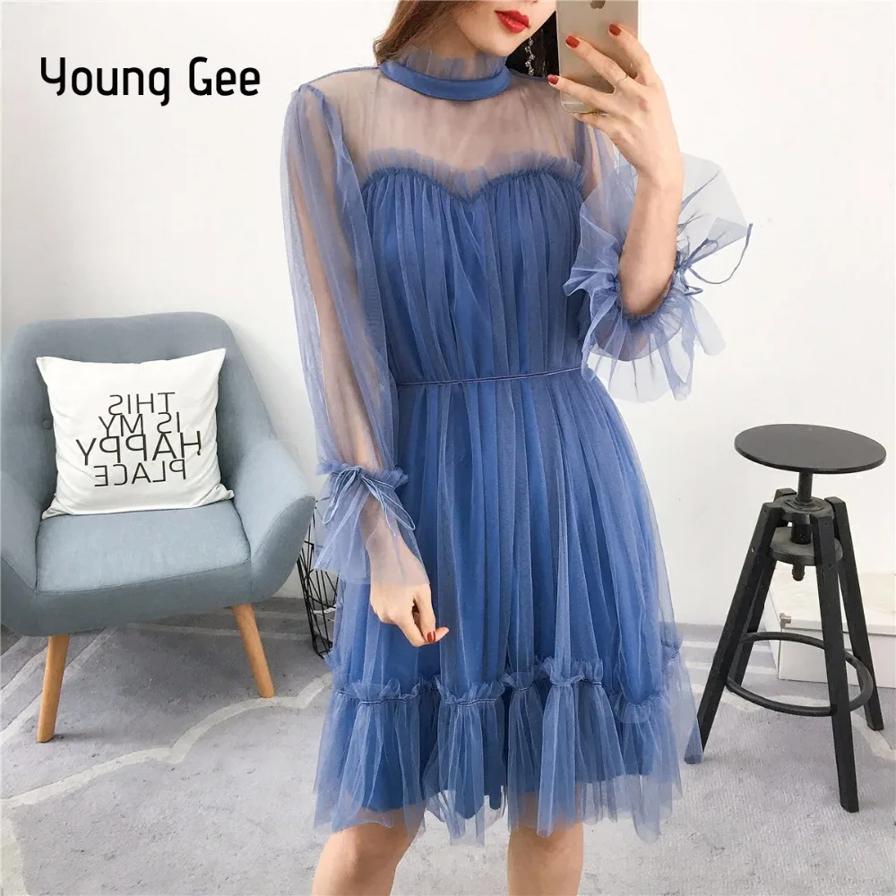 Young Gee font b Dress b font Fashion font b Women b font Elegant Sweet Mesh