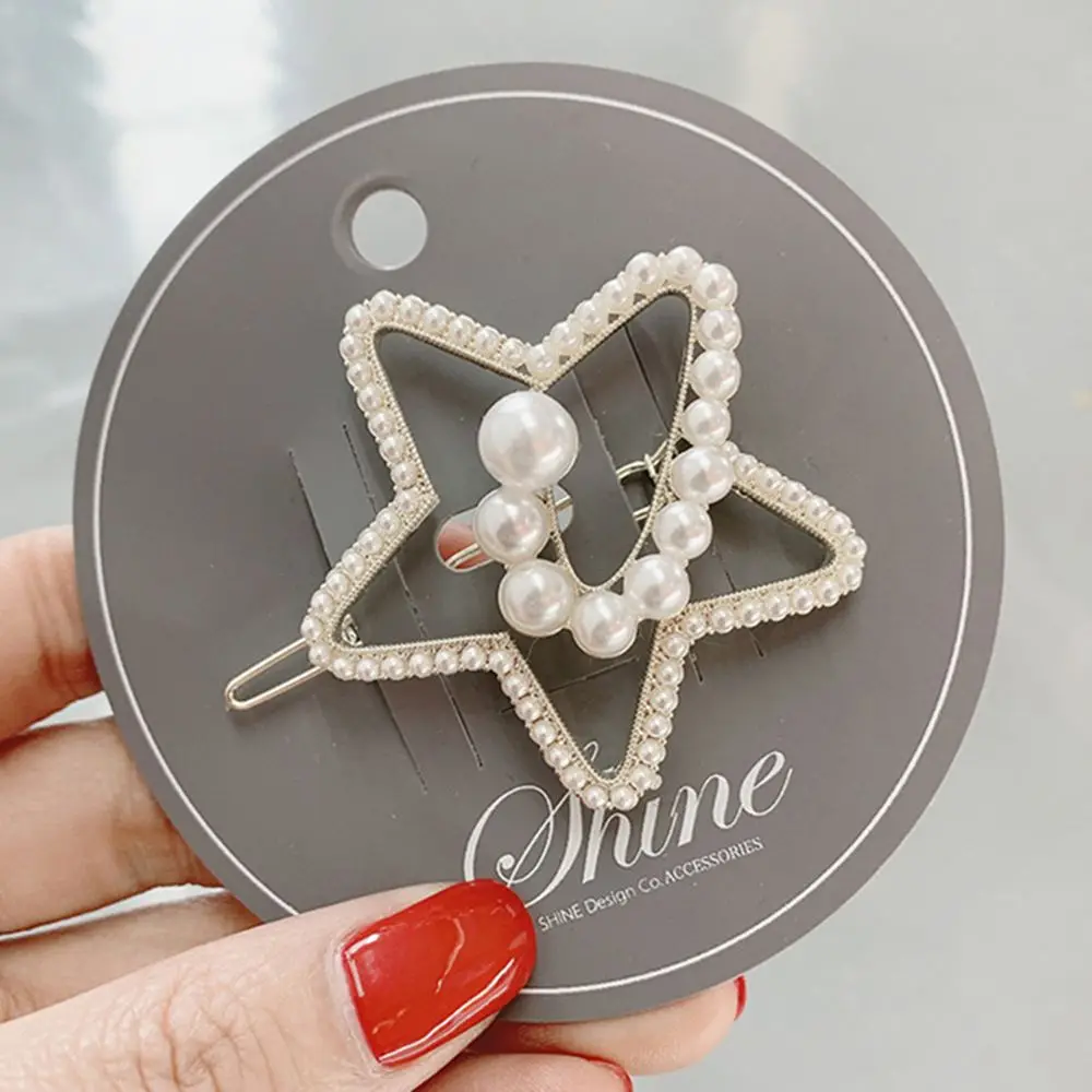 Hot Fashion Women Imitation Pearl Cystal Hair Clip Korean Hairpin Geometric Heart Waterdrop Hair Styling Accessories - Цвет: 5