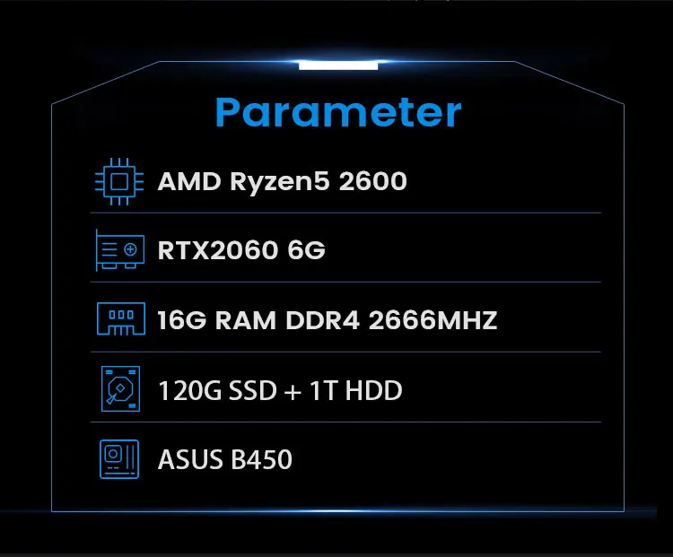 Лучший Игровой ПК Ipason AMD Ryzen5 2600/ B450/ 2060 6G/ DDR4 16G/ 240G SSD Настольный Компьютер