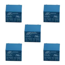 5 шт 5 контактов реле DC12V 10A высокий ток катушки Мощность PCB SRD-12VDC-SL-C челнока