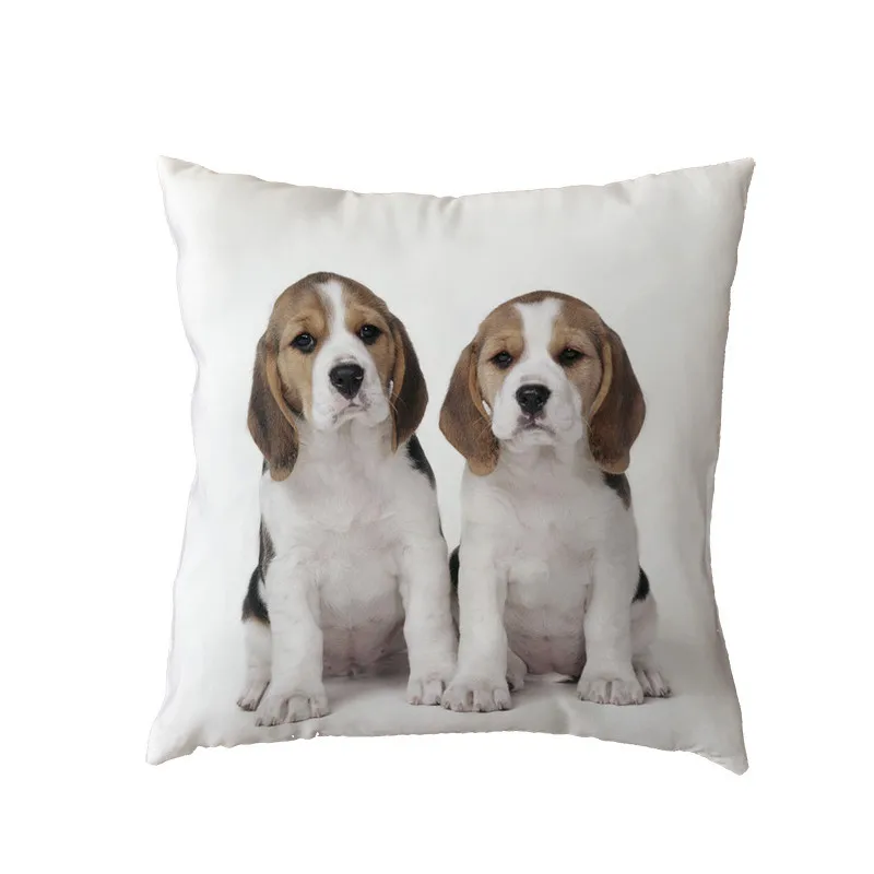 Наволочка для подушки с изображением милой собаки Бигль, полиэстер, персиковая кожа, простой фон, озорная теплая индивидуальная стильная подушка, украшение