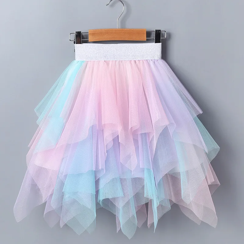 Babyinstar Summer Tutu Skirt Tulle Girl Irregular Design Baby Girl Clothes Kids Tutu Cute Baby Skirts Girl Kids Clothes Skirt - Color: Blue