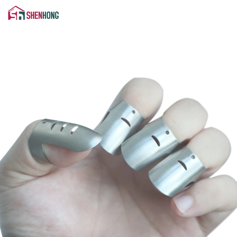 

SHENHONG 4pcs/set Adjustable Stainless Steel Finger Hand Guard Finger Protector Knife Slice Chop Safe Slice Cooking Tools