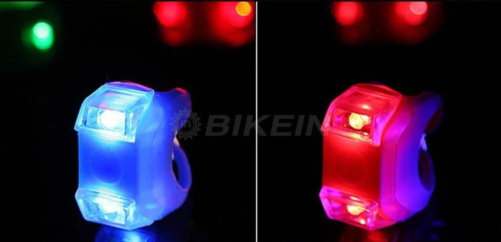 Предупреждение ющий светодиодный силиконовый руль велосипеда вспышка света непромокаемый защитный велосипедный передний задний фонарь с батарейными аксессуарами