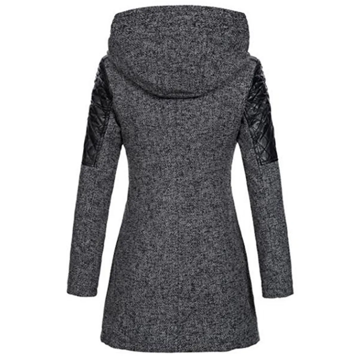 Sisjuly Женщины Color Block Зимняя куртка с капюшоном на молнии Тонкий зимний черный топ