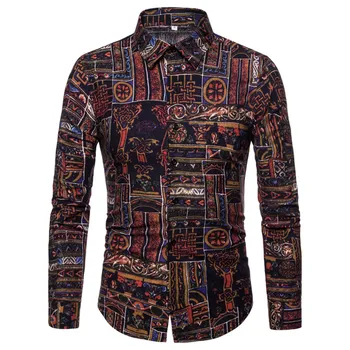 

New Men's Shirt Leisure Simple Fashion ComfortableShirt Long sleeve Print Button peaked lapel Sleeve Slim shirt