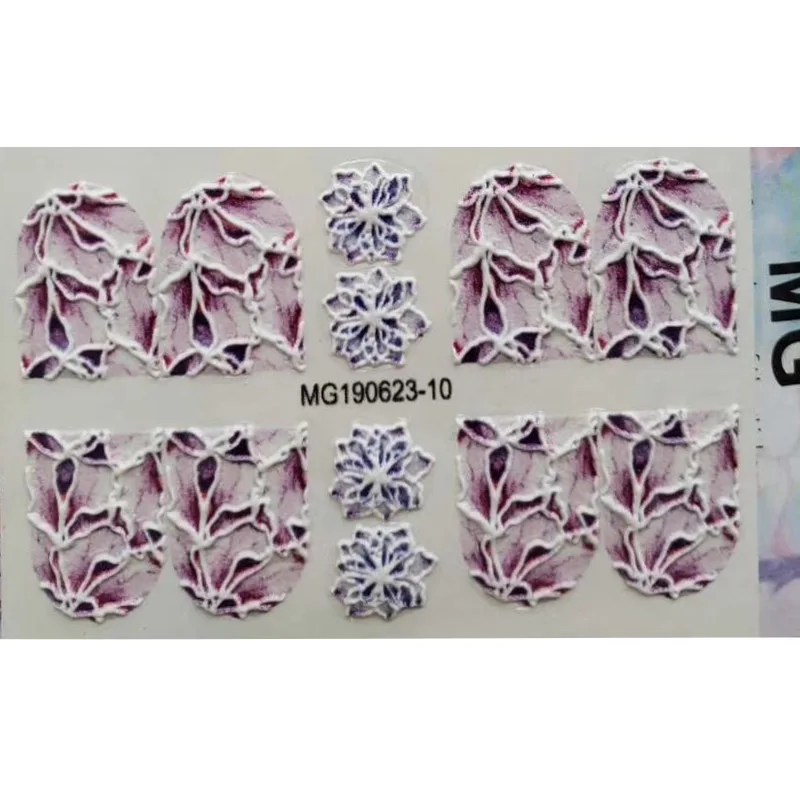 3D акриловая Выгравированная наклейка с цветком для ногтей, тисненые Водные Наклейки для ногтей, эмаистичные наклейки для ногтей с водными горками - Цвет: 17