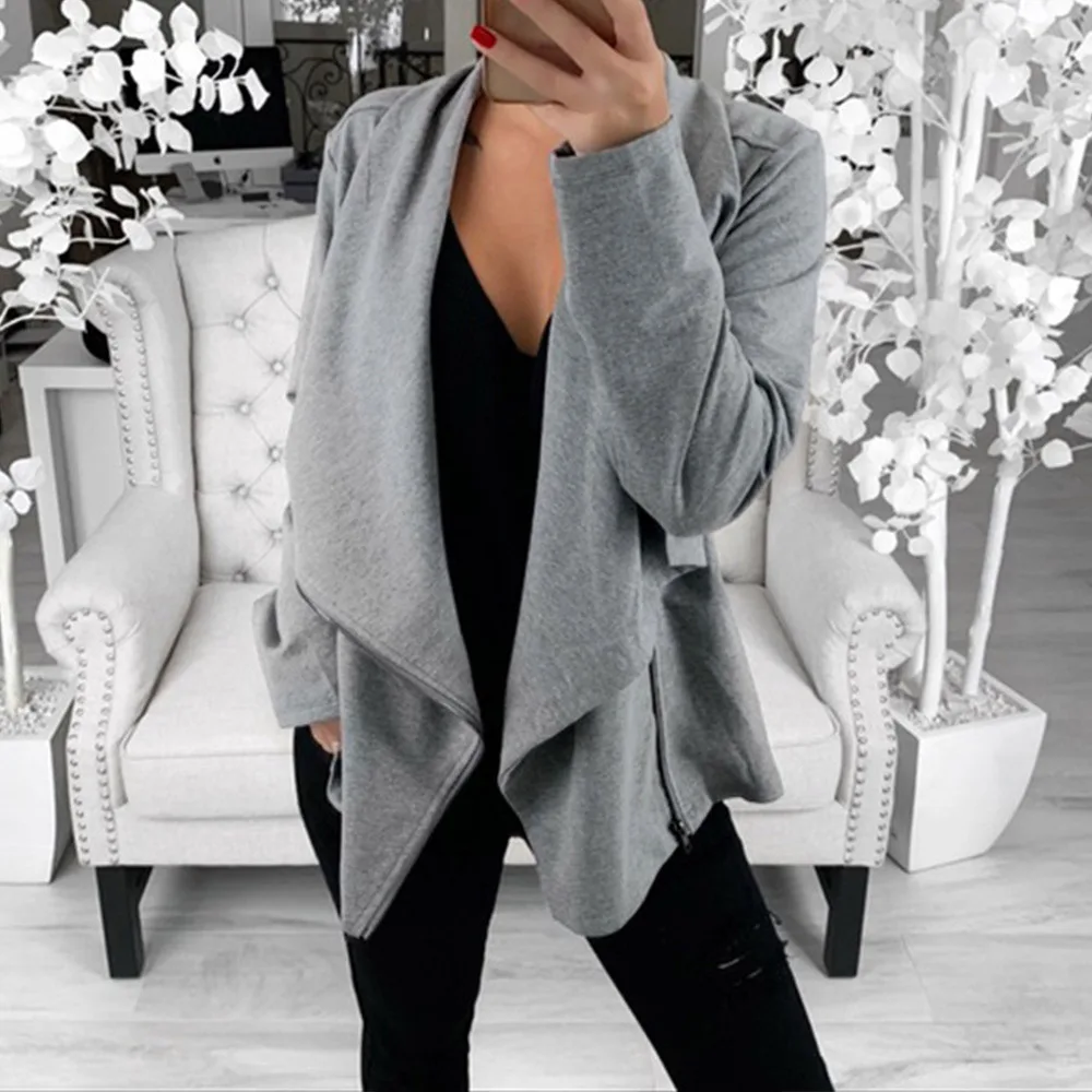 

2019 New Fashion Jacket Short Women Autumn Winter New Style Turn-down Collar Bat Sleeved Fashion Women Sweatshirt Plus Size