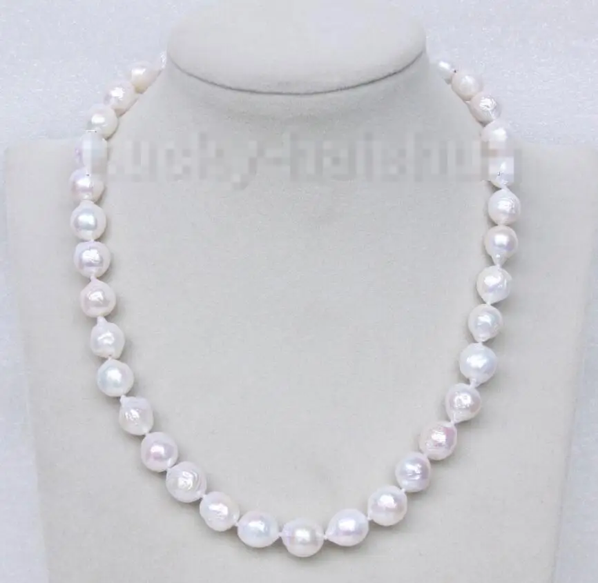 

Hot sale new Style >>>>> 17" 11mm baroque white Reborn keshi pearls necklace filled gold clasp j9492