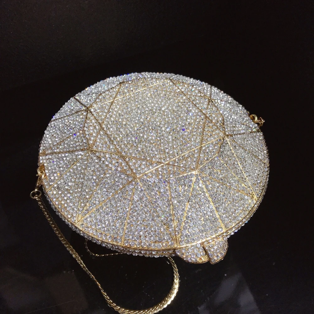 Женские сумки в форме бриллианта, вечерняя сумочка из сплава, кристаллы, геометрический узор, золото/серебро, Свадебная вечеринка, клатч, сумочка, сумочка