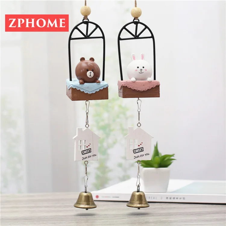 

Creative Gift Japanese Cartoon Caffeine Bear Wind Bell Hanging Parts Resin Potted Wind Bell Hanging Car Decoration Birthday Gift