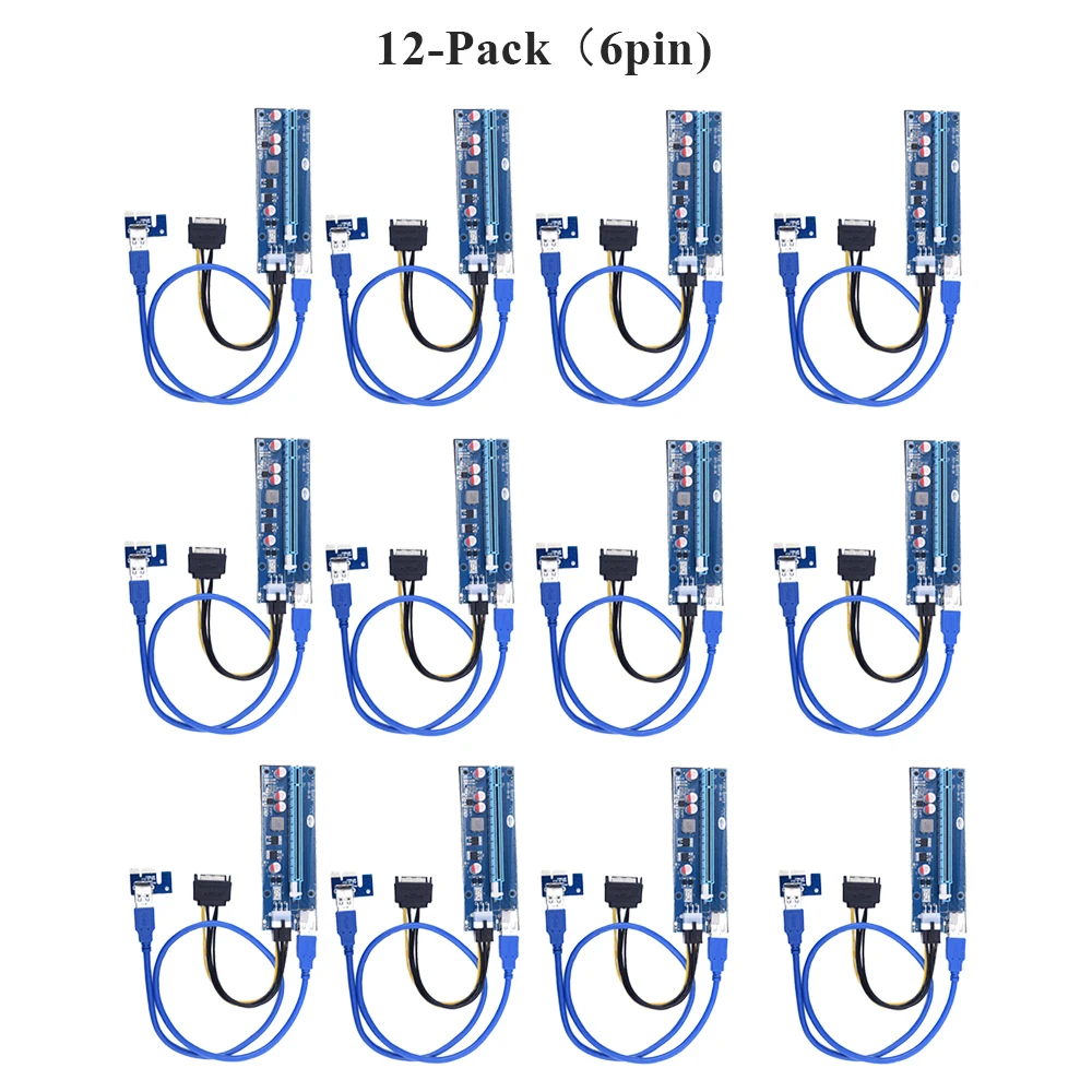 

VER 007C - 1X to 16X PCIE riser USB 3.0 Adapter Card - With USB Extension Cable - pci-e riser cable 16x 12pack