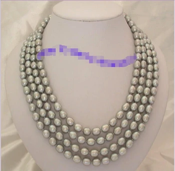 

FREE shipping> >>> Elegant 4rows 11mm baroque shine gray freshwater pearls necklace