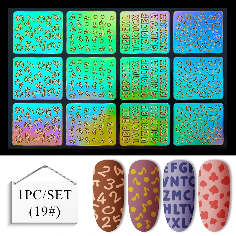Гель-лак для ногтей виниловый наконечник руководство по переводу шаблон наклейки для ногтей Полые лазерные наклейки для дизайна ногтей трафаретная наклейка инструмент для дизайна ногтей 1 шт - Цвет: W957