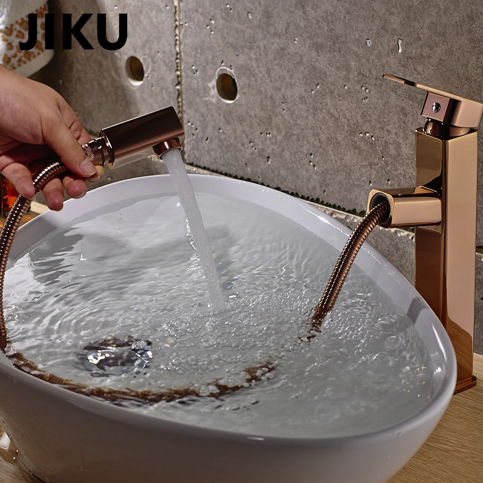 Jiku класса люкс из розового золота, для ванной бассейна кран с одной ручкой, смеситель для горячей и холодной водой раковина кран латунный смеситель для душа
