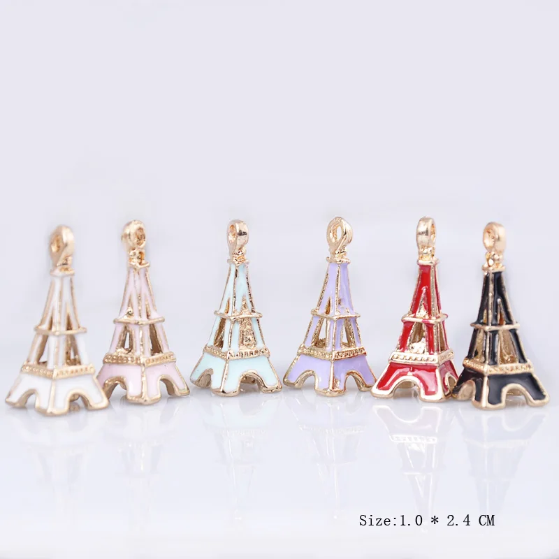 

10pcs 24*10mm Enamel Paris 3D Eiffel Tower charms for bracelet, alloy metal pendants for earrings jewerly making handmade diy