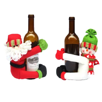 

Creative gifts Christmas new year party dinner decoration red wine bottle hold big ornament cover clothes Santa Claus snowman