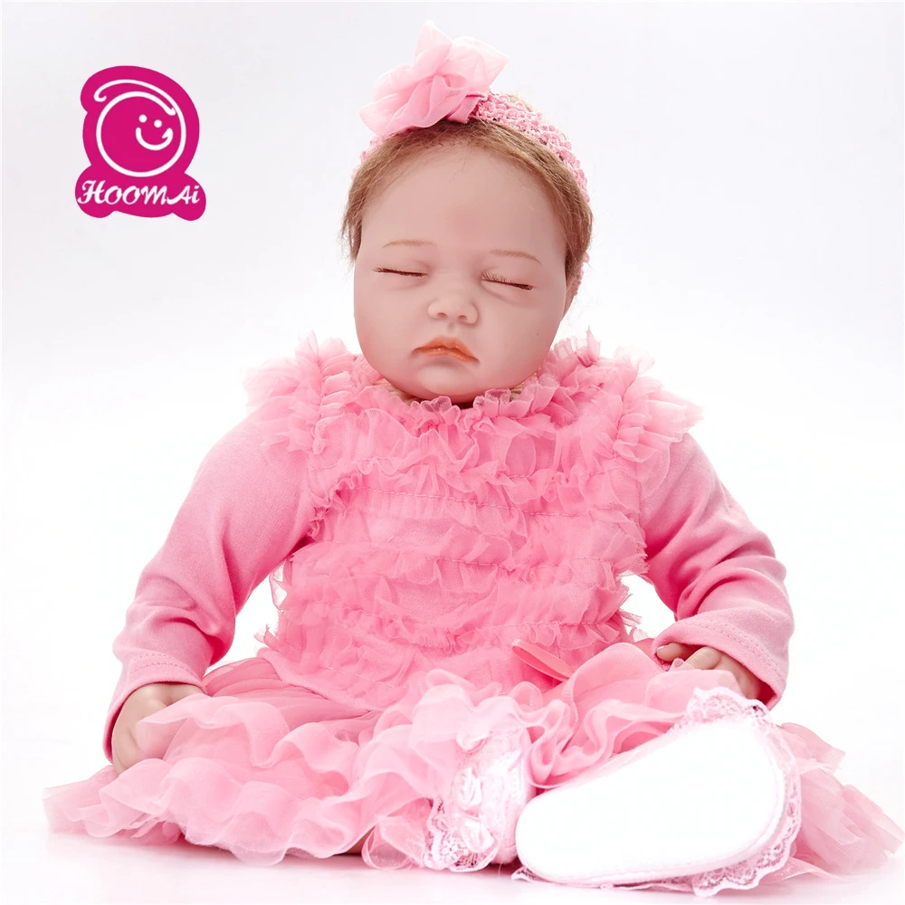 

55CM Soft Cloth Body Girl Reborn Babies Doll Toy Lifelike Sound Sleeping Newborn Princess Baby Doll Bonecas Bebe Birthday Toys