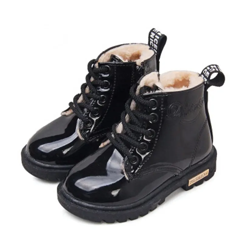 2017 New Winter font b Children b font Snow Boots PU Leather Waterproof Kids Velvet Martin
