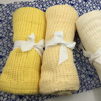 

Newborn Baby Blankets Infant Soft Crochet Candy Color Prop Crib Casual Sleeping Bed Supplies Hole Wrap