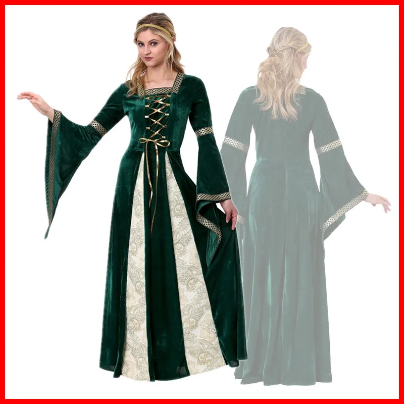 Brave Merida Dresses Princess Merida Cosplay Costume Halloween mediaeval Costumes European medieval vintage court queen dress