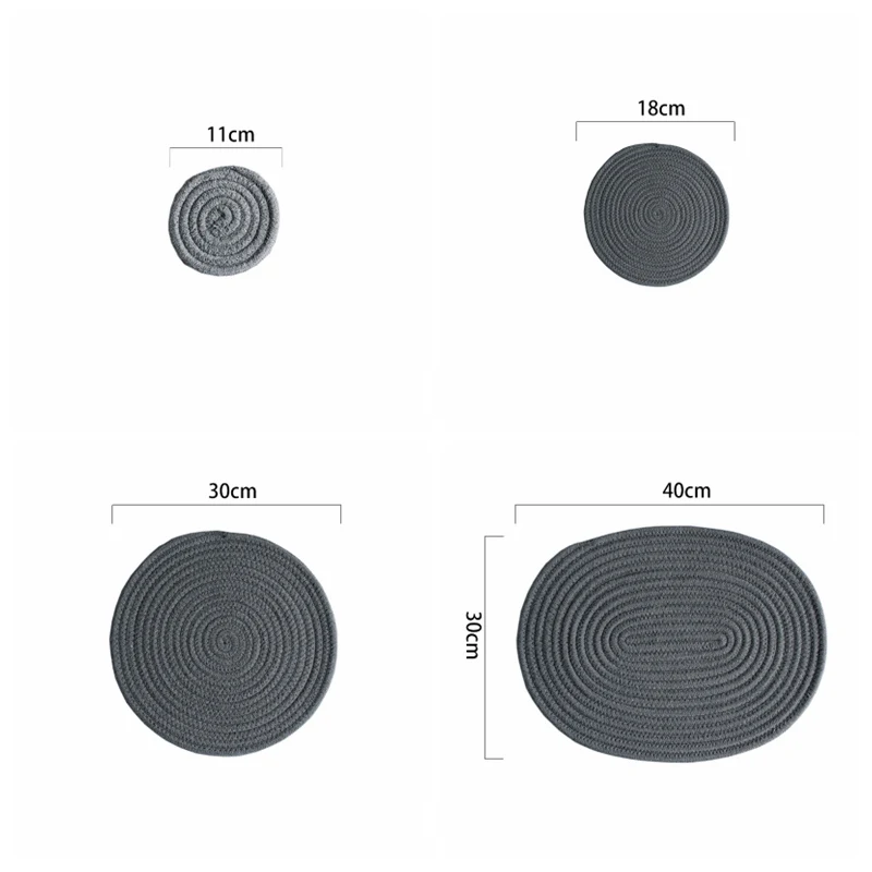 Набор из 4 японских хлопковых нитей коврик для обеденного стола термостойкий нескользящий коврик для чашек бытовые принадлежности подставка для чашек - Цвет: Deep Grey