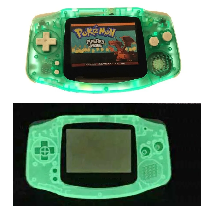 

Refurbished For Game Boy For GBA Console With AGS-101 Backlight Backlit Screen- Crystal Clear Green glow in the dark Console